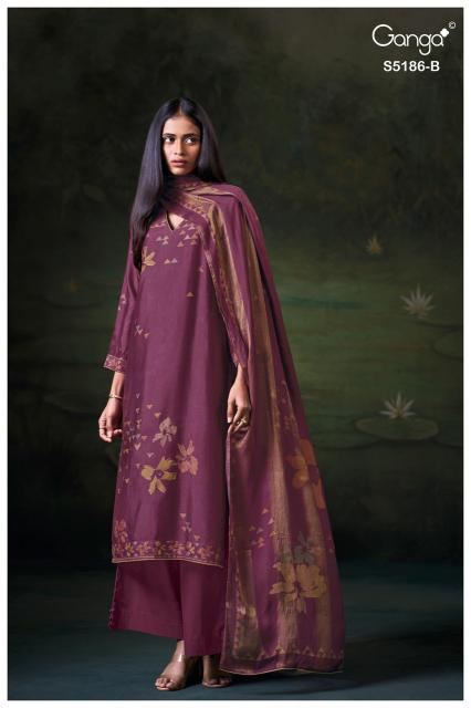 Ganga briesa 5186 dress material silk wholesale